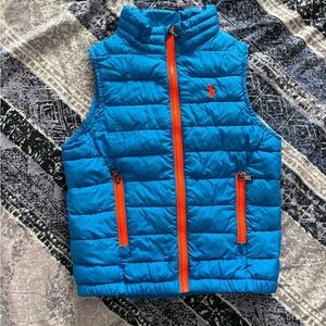 Polo by Ralph Lauren Toddler Puffer Vest in Blue with Orange Accents 2T
